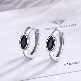 Geometric Black Diamond Earrings - Minimalist, Elegant, European and American Style.