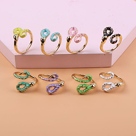 Punk Style Snake Wrap Oil Drop Ring for Women with Personality Zodiac Copper Plated Gold Finger Ring