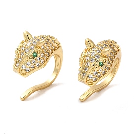 Rack Plating Brass Micro Pave Cubic Zirconia Cuff Earrings, Non Piercing Earrings, Cadmium Free & Lead Free