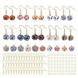 SUNNYCLUE DIY Earring Making, with Handmade Cloth Fabric Covered Round Pendants and Golden Plated Brass Earring Hooks