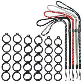 5шт 5 цвета полиэстеровый шейный ремешок, ремешок для шнурка с защитой от потери вейп-ручки, с силиконовой подвеской в стиле 3