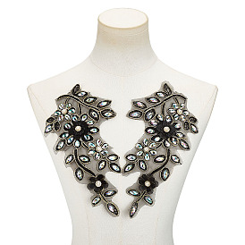 2 шт. 2 стили: цветы, полиэстер, стекло и пластик, жемчужная вышивка, пришивные украшения, аксессуары, швейные украшения