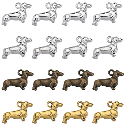 80 шт 4 цвета подвески из сплава в тибетском стиле, собака