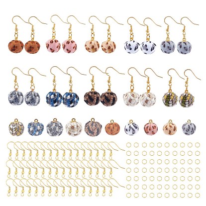DIY Earring Making, with Handmade Cloth Fabric Covered Round Pendants and Golden Plated Brass Earring Hooks