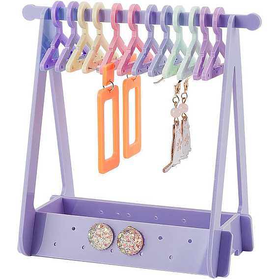 Непрозрачные акриловые подставки для серег, держатель-органайзер для сережек в форме вешалки с разноцветными вешалками 12 шт.