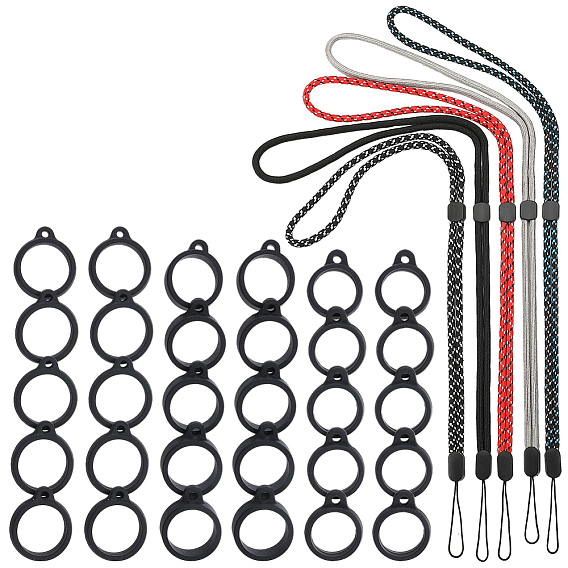 5шт 5 цвета полиэстеровый шейный ремешок, ремешок для шнурка с защитой от потери вейп-ручки, с силиконовой подвеской в стиле 3