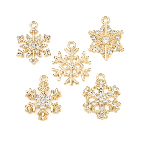 Рождественские подвески из сплава со стразами, прелести снежинки, стойки покрытие