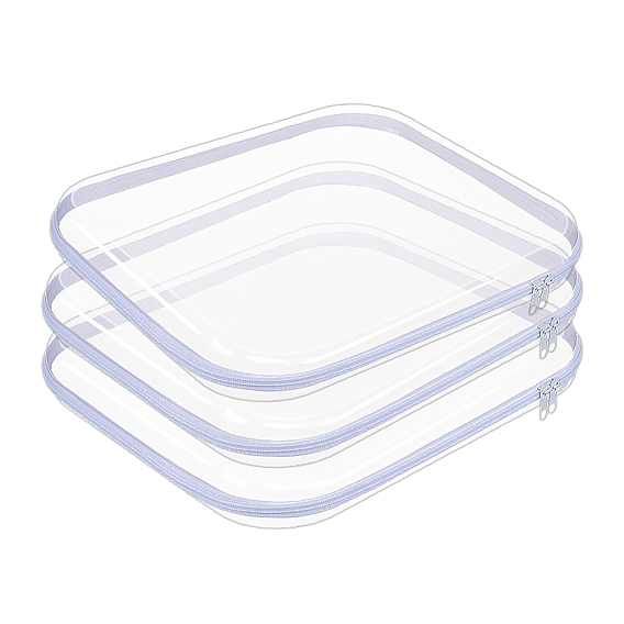 3Pcs Hard Plastic Zipper Cases, Rectangle