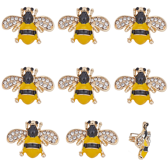 10 pcs pin de esmalte, Alfileres de solapa de diamantes de imitación de aleación para ropa de mochila, abejas