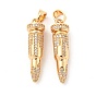 Brass Micro Pave Cubic Zirconia Pendants, Long-Lasting Plated, Bullet
