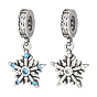 2 шт. 2 цвета латунь небесно-голубой кубический цирконий снежинка европейские подвески-шармы, Подвески с большими отверстиями, на Рождество