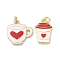 Латунь эмаль подвески, амулеты чашка кофе, долговечный, стойки покрытие, без свинца и без кадмия, реальный 18 k позолоченный