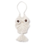 Подвеска в виде совы из хлопка, сделанная вручную из макраме, с деревянными шариками