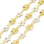 Handmade Brass Link Chains, with Brass Enamel Links, Soldered, with Spool, Star & Butterfly, Cadmium Free & Lead Free, Real 18K Gold Plated