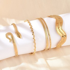 304 женские браслеты-манжеты из нержавеющей стали, реальный 18 k позолоченный