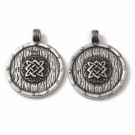 Viking 304 Stainless Steel Pendants, Flat Round with Knot