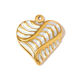 304 нержавеющей стальной эмали подвески, фактурные подвески в виде сердечек, ионное покрытие (ip), реальный 18 k позолоченный