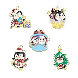 Alloy Christmas Style Pendants, Penguin/Santa Claus