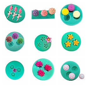 Flower Theme DIY Silicone Molds, Fondant Molds, Resin Casting Molds, for Chocolate, Candy, UV Resin & Epoxy Resin Craft Making