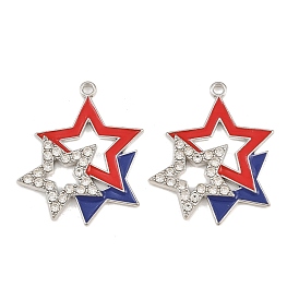 Alliage avec pendentifs en émail et strass cristal, charmes étoiles, colorées