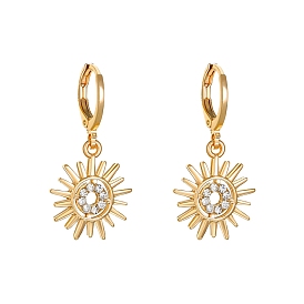 Alloy Sun Dangle Leverback Earrings with Rhinestone