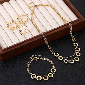 316l ожерелья, браслеты, серьги-гвоздики и комплекты колец из хирургической нержавеющей стали с шестигранными звеньями