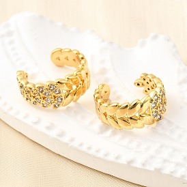 Латунные серьги-манжеты из прозрачного кубического циркония, лист