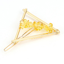 Barrettes à cheveux vintage en alliage, avec cristal de quartz synthétique/quartz jaune, accessoires de cheveux pour femmes filles