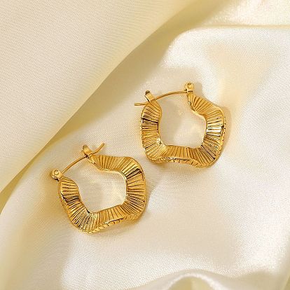 Chic Titanium Steel Wave-shaped Earrings with 18K Gold Plating for Women