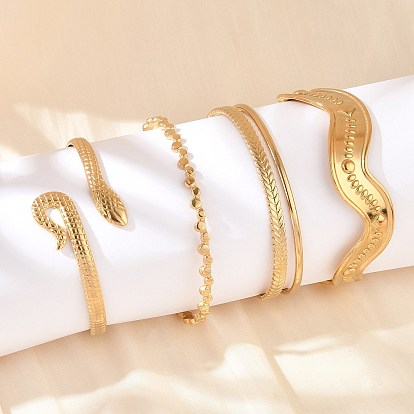 304 женские браслеты-манжеты из нержавеющей стали, реальный 18 k позолоченный