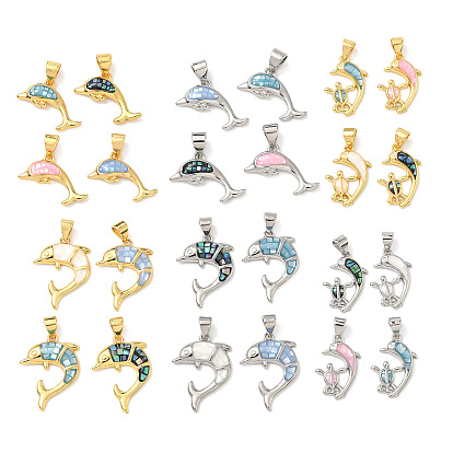 Латунь эмаль подвески, с естественной оболочке, прелести дельфинов, долговечный, стойки покрытие, без свинца и без кадмия