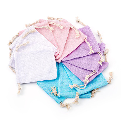 12шт 4 цвета прямоугольные тканевые упаковочные мешочки, шнурок сумки, прямоугольные