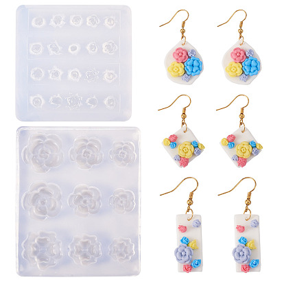 2шт. 2 стили силиконовые резные формы, шаблоны для дизайна ногтей, DIY маникюрный инструмент для украшения ногтей, роза