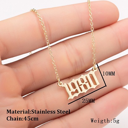 1980~2019 год рождения число 201 ожерелья с кулоном из нержавеющей стали