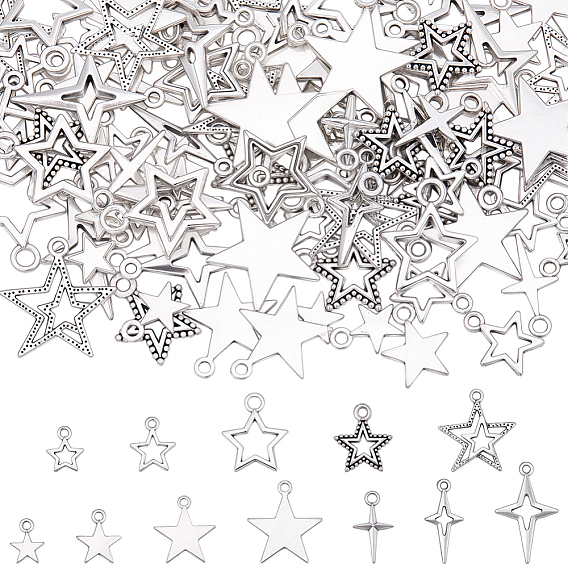120 шт 12 стили подвески из сплава в тибетском стиле, звезды прелести