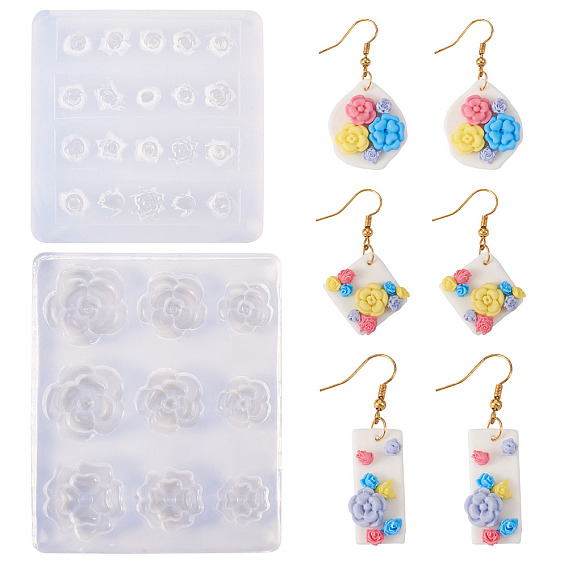 2шт. 2 стили силиконовые резные формы, шаблоны для дизайна ногтей, DIY маникюрный инструмент для украшения ногтей, роза