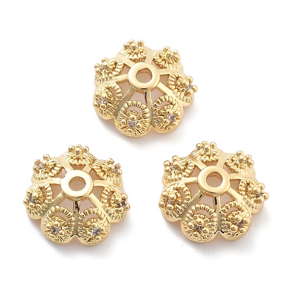 Стойка покрытие цветок латунь микропаве прозрачный кубический цирконий бусины колпачки, долговечный, без свинца, без кадмии и без никеля