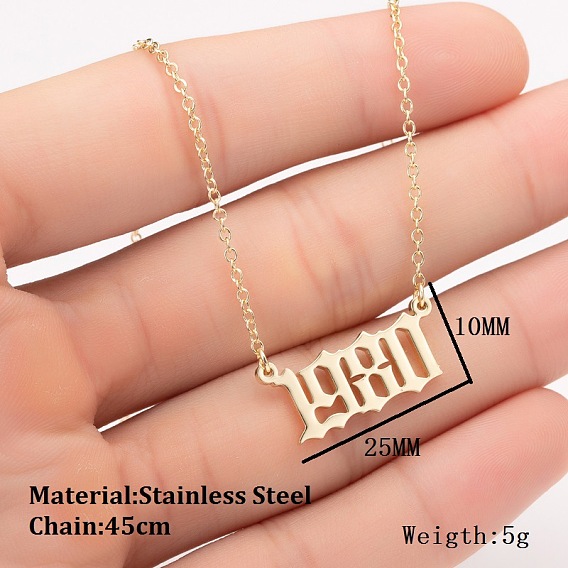 1980~2019 год рождения число 201 ожерелья с кулоном из нержавеющей стали