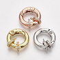 Brass Micro Pave Cubic Zirconia Spring Gate Rings, O Rings, Nickel Free, Clear