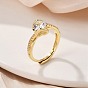 Кольца для женщин с микропаве из латуни и прозрачными кубическими цирконами, стойки покрытие, долговечный, без кадмия, без никеля и без свинца, ионное покрытие (ip)