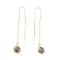 Natural Gemstone Dangle Earrings, with Brass Bead Frames and 304 Stainless Steel Earring Findings