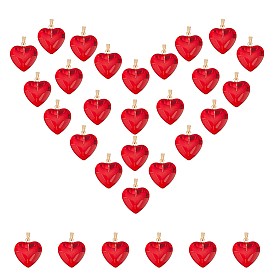 Прозрачный лак окрашенные стеклянные подвески, с позолоченными железными дужками, сердце