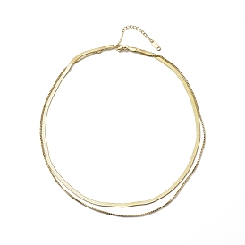 304 двухслойное ожерелье из нержавеющей стали и цепочек «елочка» для мужчин и женщин