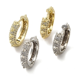 Clear Cubic Zirconia Hoop Earrings, Rack Plating Brass Chunky Earrings for Women