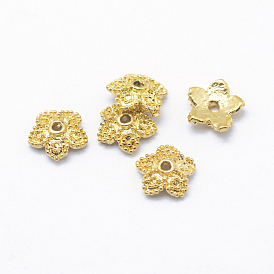 Brass Bead Caps, 5-Petal, Lead Free & Cadmium Free & Nickel Free, Flower