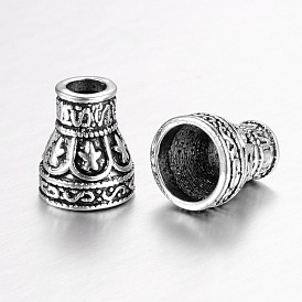 Style tibétain bouchons alliage de cône de perles, 12x10.5mm, Trou: 4~8mm