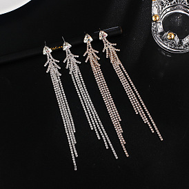 Simple and Elegant Tassel Chain Earrings with Rhinestone - Atmospheric Ear Jewelry
