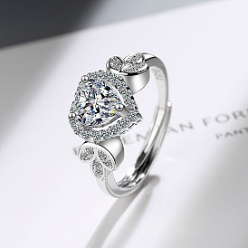 Fashionable and Elegant Heart-shaped Design Zircon Ring - Factory Direct Supply