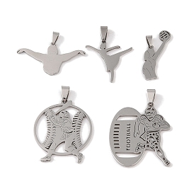 201 Stainless Steel Pendants, Stainless Steel Color, Sport Theme
