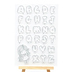 Letter & Girl Plastic Stamps, for DIY Scrapbooking, Photo Album Decorative, Cards Making